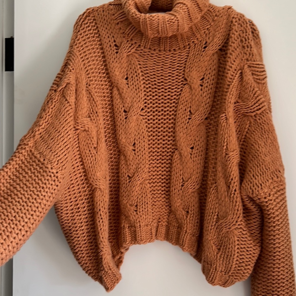 Beautiful cowl neck chunky knit sweater.